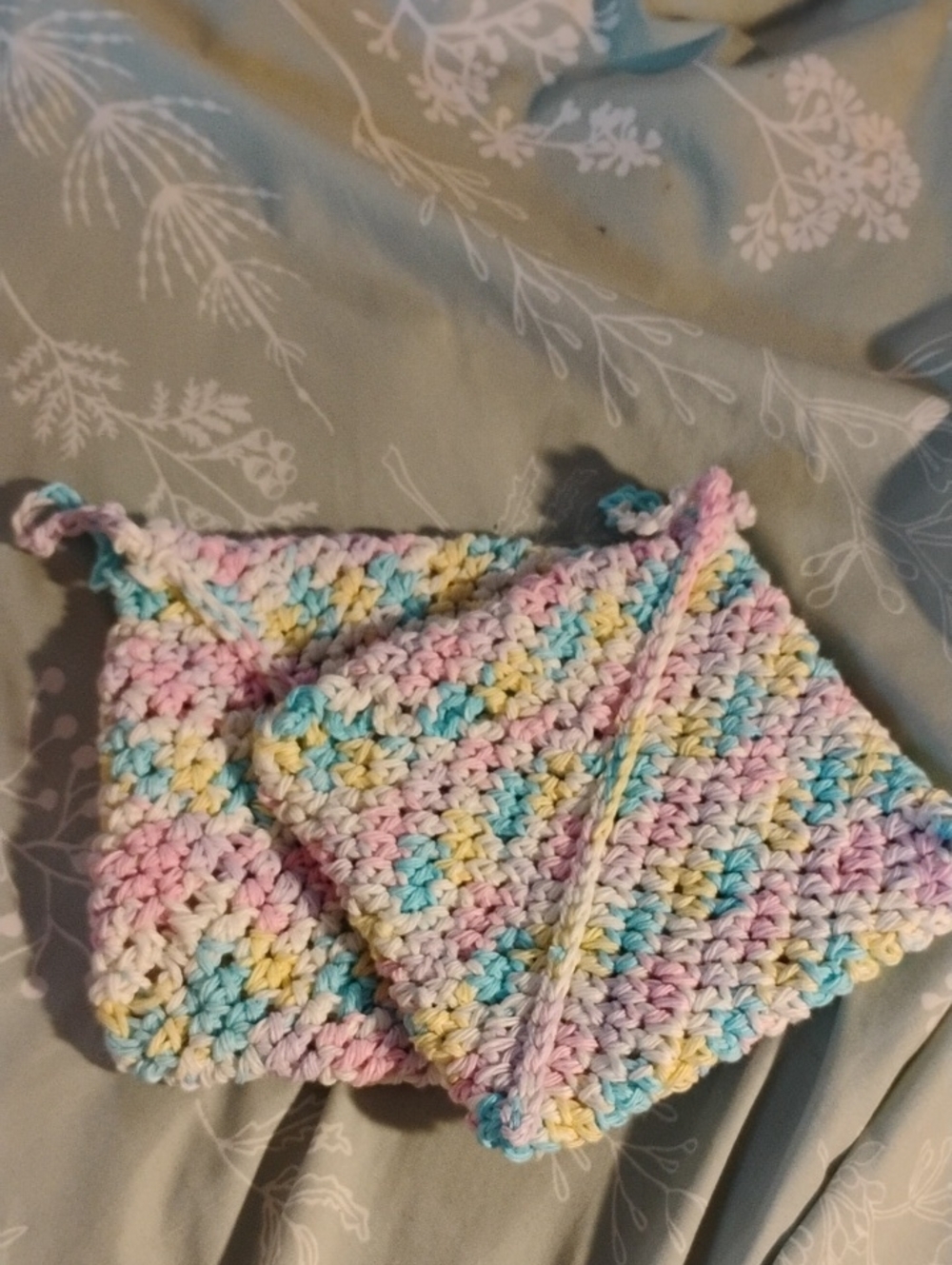 Handmade Crocheted Pastel Potholders - Set of 2